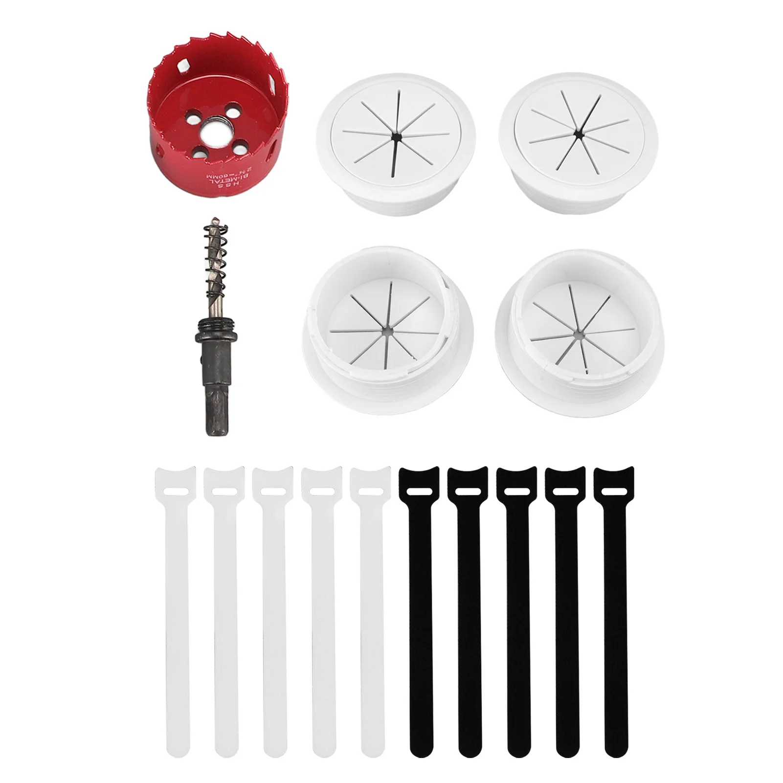 TV-draadverberger voor muur 2-3/8 inch 60 mm gaten snoerverberger in muur Kabelbeheerset Inclusief 4 doorgang 1 gatenzaagboor