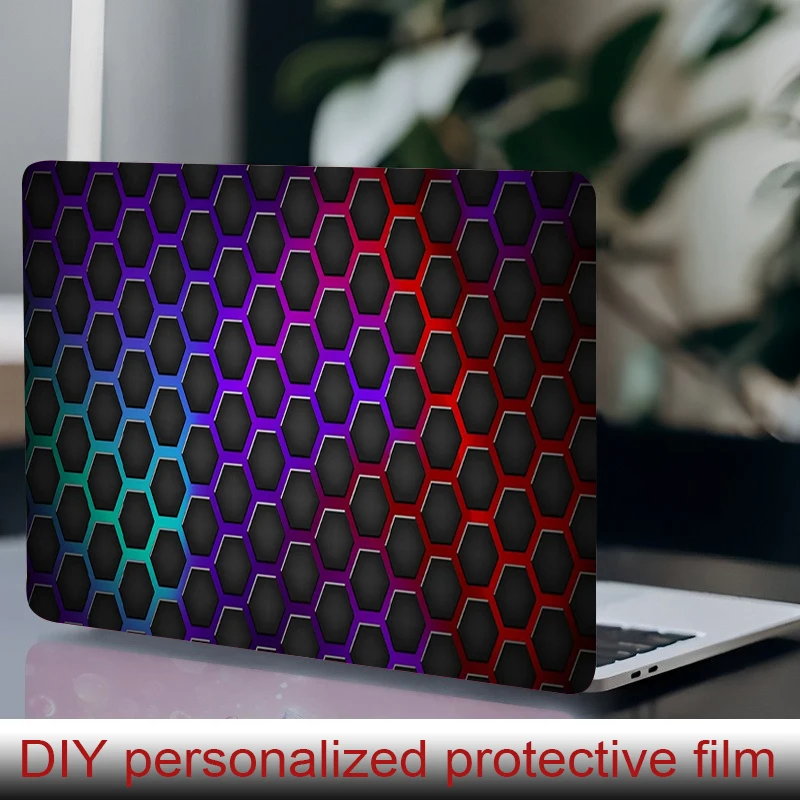 

2 наклейки для ноутбуков, защитная пленка с шестиугольным узором под дерево, устойчивая к царапинам наклейка для самостоятельной установки