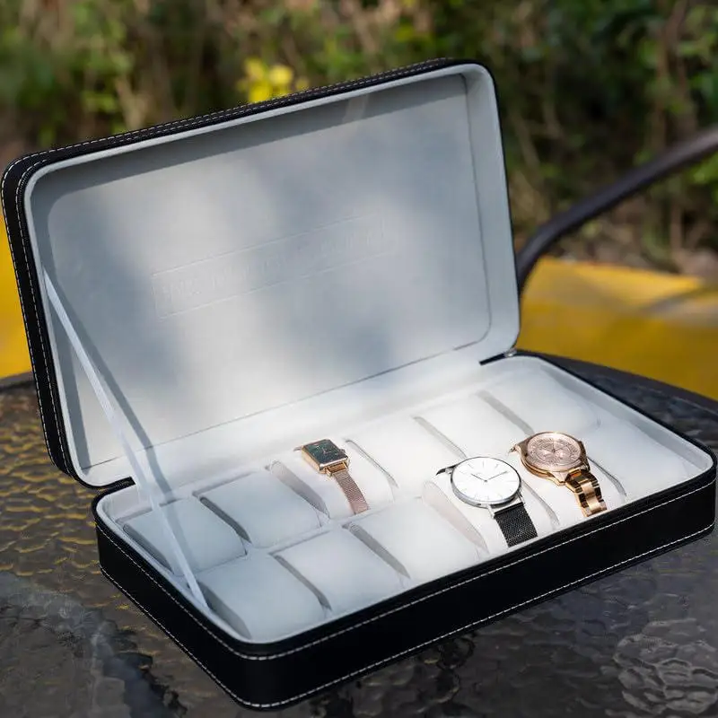 New 6/10/12 Girds Portable Watch Storage Boxes Organizer with Zipper Classic Style Multifunctional Watch Display Box