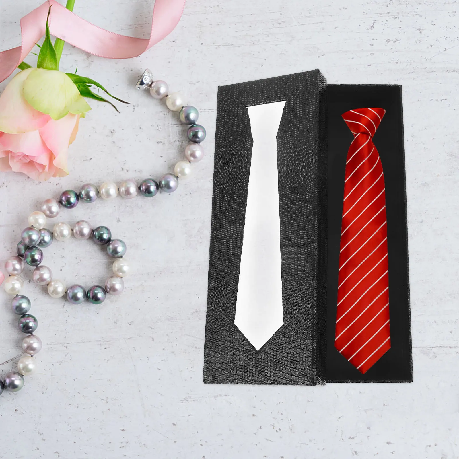 

Elegant Tie Box in Black Snakeskin Design Multi-Use Storage for Ties Handkerchiefs Travel Tie Case for Men Necktie Organizer Box