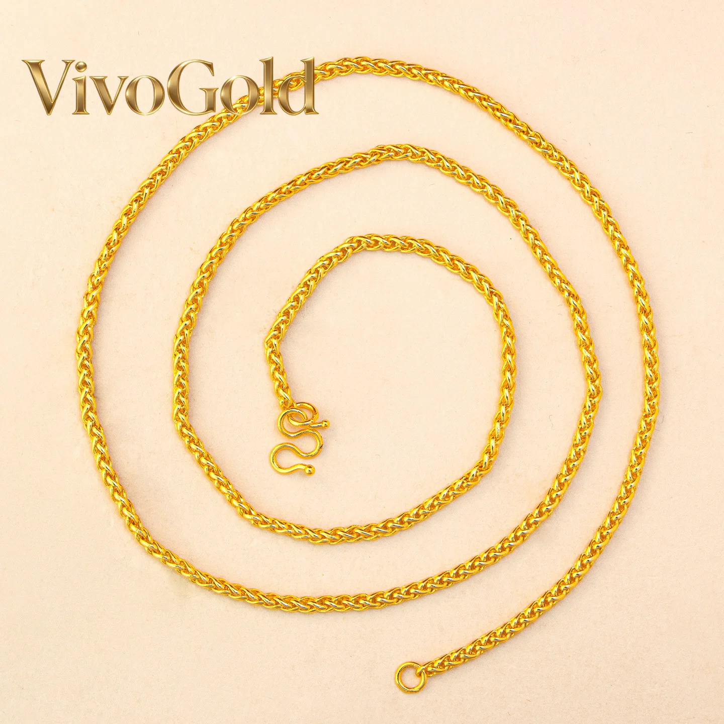 

VivoGold9999 24K real gold necklace 2.5mm Chopard chain women's fashion sweater chain versatile pendant