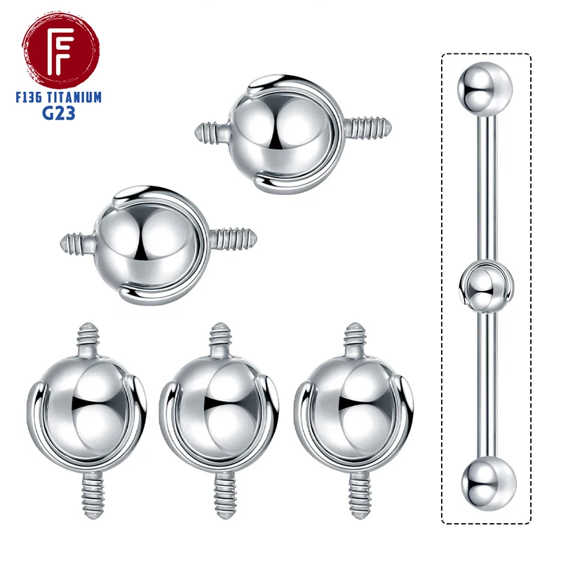 Wholesale F136 Titanium Internally Thread Balls Piercing Tragus Accessories Barbell Helix Piercing Cartilage Earrings Jewelry