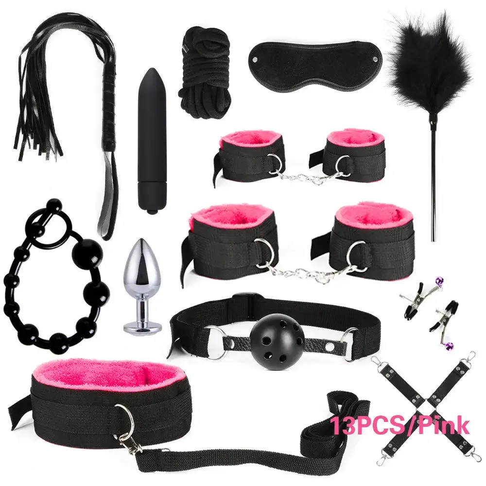 Sex Products Erotic Toys for Adults BDSM Sex Bondage Set Handcuffs Nipple Clamps Gag Whip Rope Sex Toys For Couples - Image 6