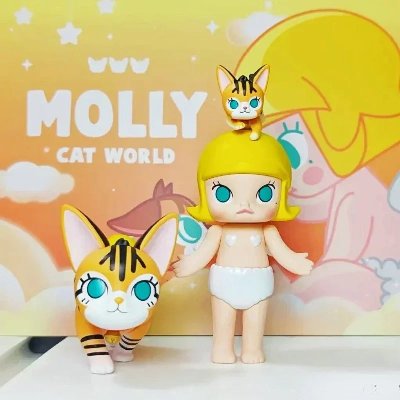 MOLLY Cat World Action Figure Hanging Card Surprise Gift Set Kawaii Doll Art Toy Ornament Girlfriend Birthday Gift