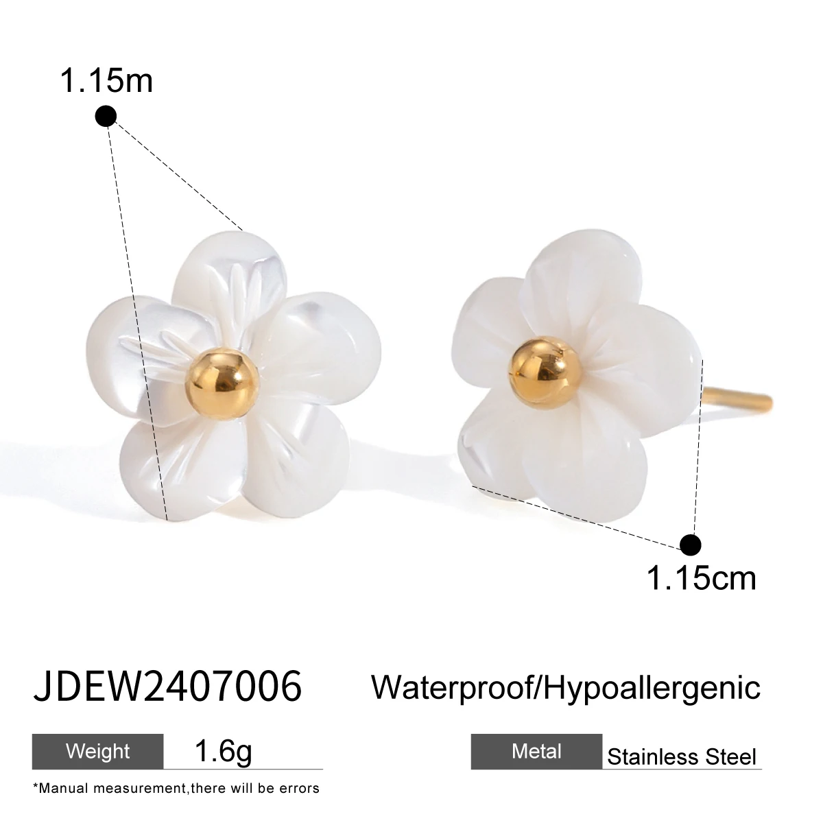 18K Gold Plated Stainless Steel Flower Open Ring & Necklace Set