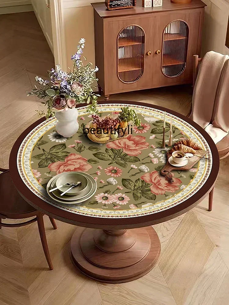 09American European style mat table cloth waterproof and oil-proof wash-free anti-scalding heat-insulating leather table mat
