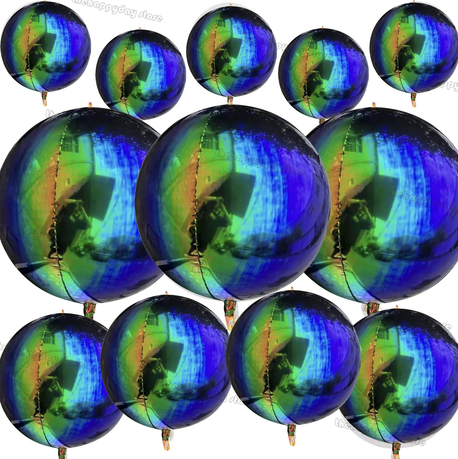 12 Stück Schillernde 4D Runde Folienballons 22/12/10 Zoll Holographische 4D Folienballons Helium Luftballons Meerjungfrau Geburtstag Hochzeit Deko