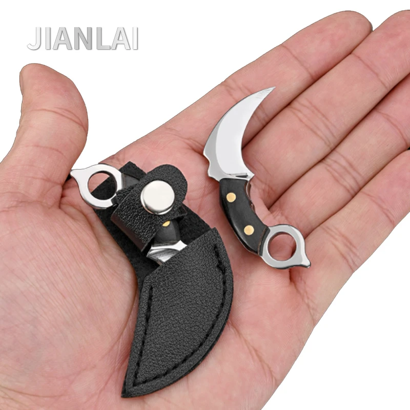 

Wood Handle Kitchen Keychain Pocket Knife Stainless Steel Camping Small Mini Portable Knife Peeler Fixed Blade Multi EDC Tool