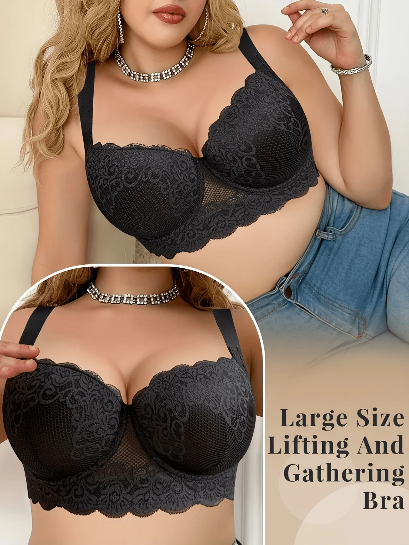 2026 Spring & Summer Bestseller: Sexy Lace Underwear, Women's Plus Size, Bust-Up Versatile Comfort Bra