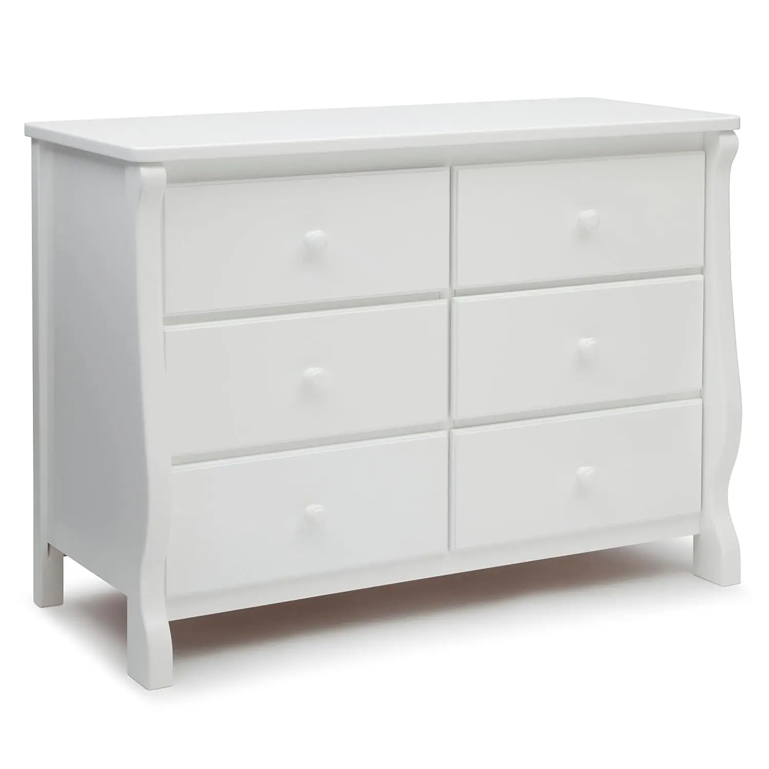 Delta Children Universal 6 Drawer Dresser With Interlocking Drawers - Greenguard Gold Certified, White & Canton 4-In-1