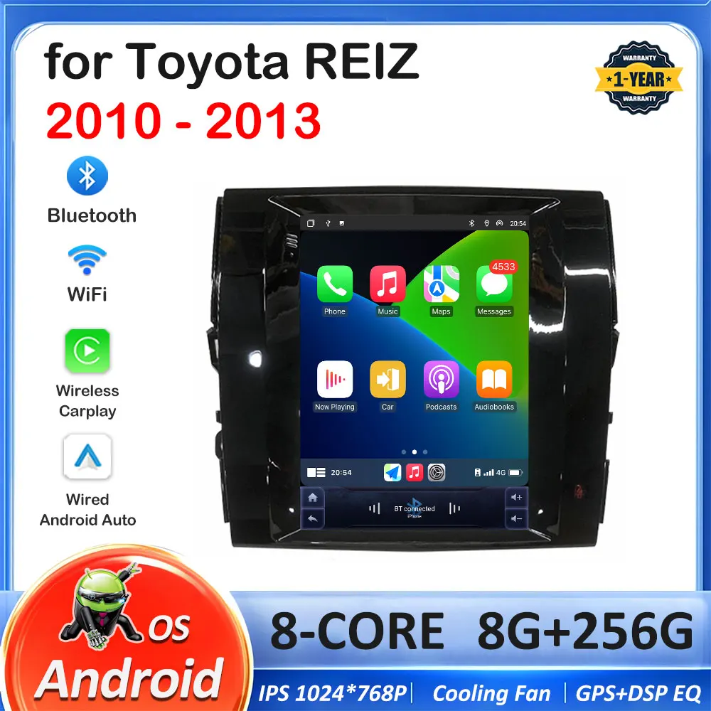 9.7 inch Wireless Carplay Car Video for Toyota REIZ 2010 2011 2012 - 2013 Radio Player GPS Navigation IPS Touch Screen No 2 din