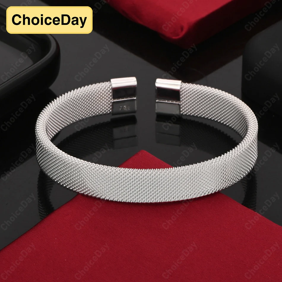 

ChoiceDay 925 Sterling Silver Fine Mesh Open Bracelet Women's Party Gift Accessories Wedding Jewelry