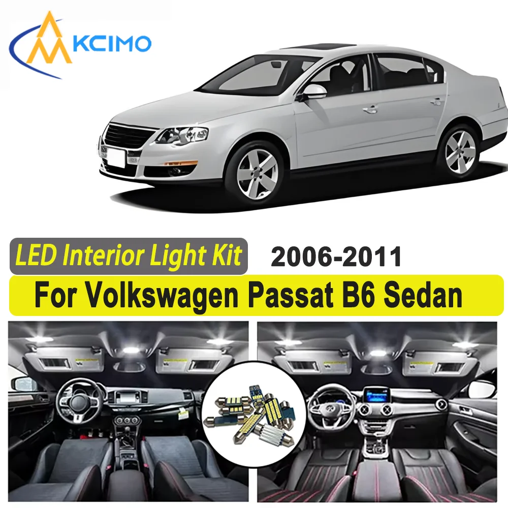 

Kcimo For Volkswagen Passat B6 Sedan 2006-2011 Premium Bright LED Interior Dome Map Trunk Light Kit Car Led Lamps Canbus Car LED