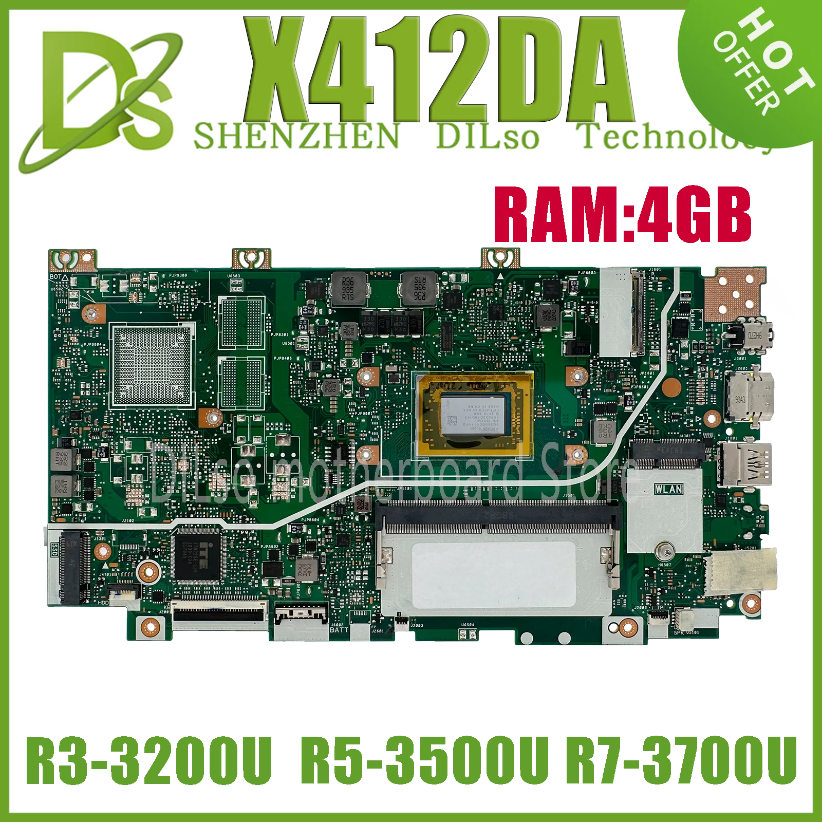 

KEFU X412DA Mainboard For ASUS X412DK A412D F412D X412D Laptop Motherboard R3-3200U R5-3500U R7-3700U UMA/V2G 4GB-RAM 100% Test