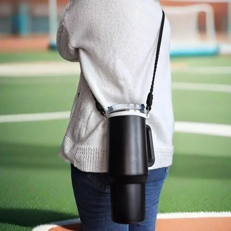 [J] Braided Crossbody Strap For Insulated Cups Water Bottle Shoulder Strap And Cup Ring