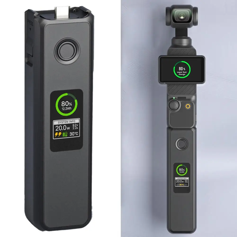 Poignée de batterie étendue pour DJI Osmo Pocket 3, poignée d'alimentation intelligente à charge rapide avec support sur trépied, temps de vlog prolongé