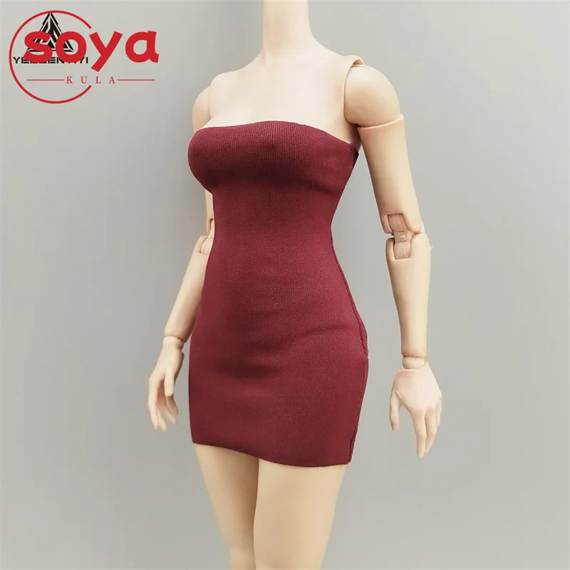 Falda ceñida sin tirantes para mujer, vestido elástico, modelo de ropa compatible con cuerpo de figura de acción de soldado AT203 AT206 AT210 VCD03, escala 1/6
