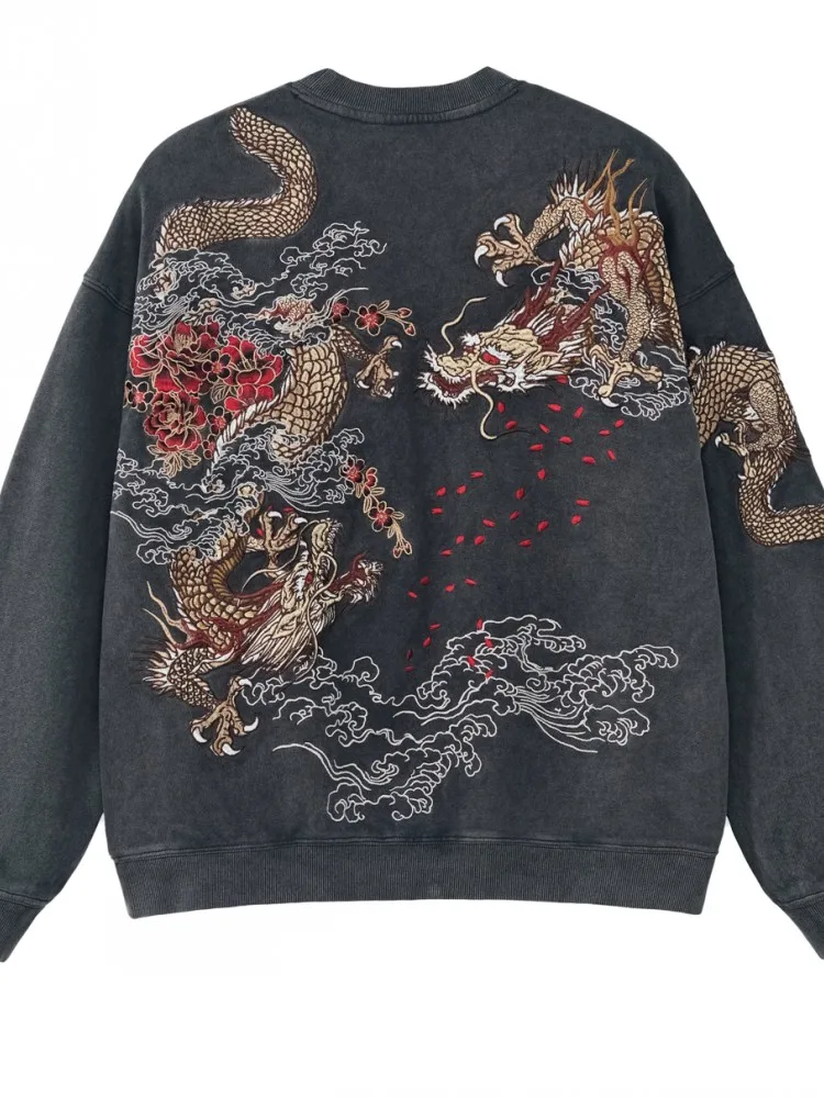 2025 Dragon Chinese Style Fashion Embroidery Sweatshirt Hengsuhe Trendy Men's Women's Sweatshirts Zipper Hooded Cotton Coat