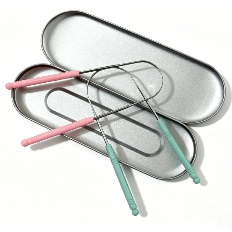 Oral U shaped Tongue Scraper Stainless Steel Tongue Coating Cleaning Tongue Scraper Brush Independent Packaging Oral Care Tools
