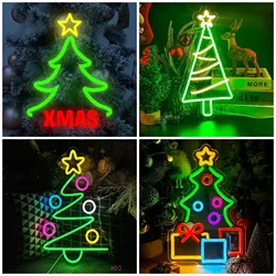 Christmas Tree Neon Sign Dimmable LED Night Light USB Powered for Christmas Closet Next To Christmas Tree Bedroom Decor Gift