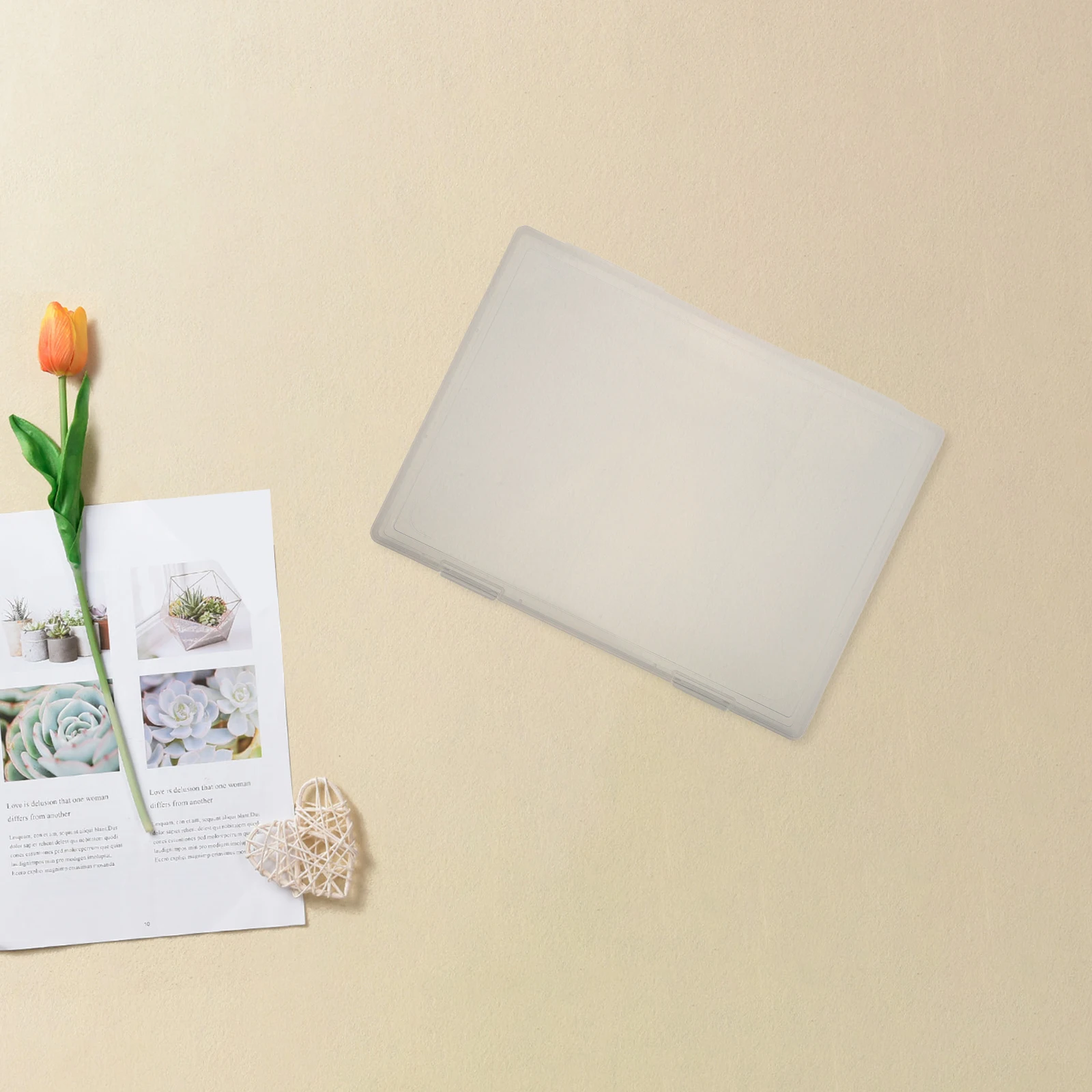 

Rectangular Plastic Storage Box Transparent Flip Lid Organizer for A4 Documents Crafts Office Supplies Rectangular Plastic Box