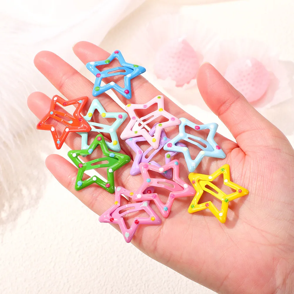 

10Pcs/set Silver Star BB Hair Clips Women Grils Cute Metal Star Hair Clips Side Barrettes Grip Hair Accessories Headwear