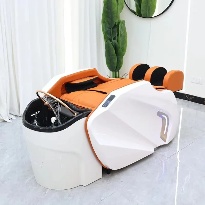 New Design Luxury Head Spa Electric Shampoo Bed With Steamer Shampoo Basin Adjustable Relaxation Lying Massage Chair Full Body