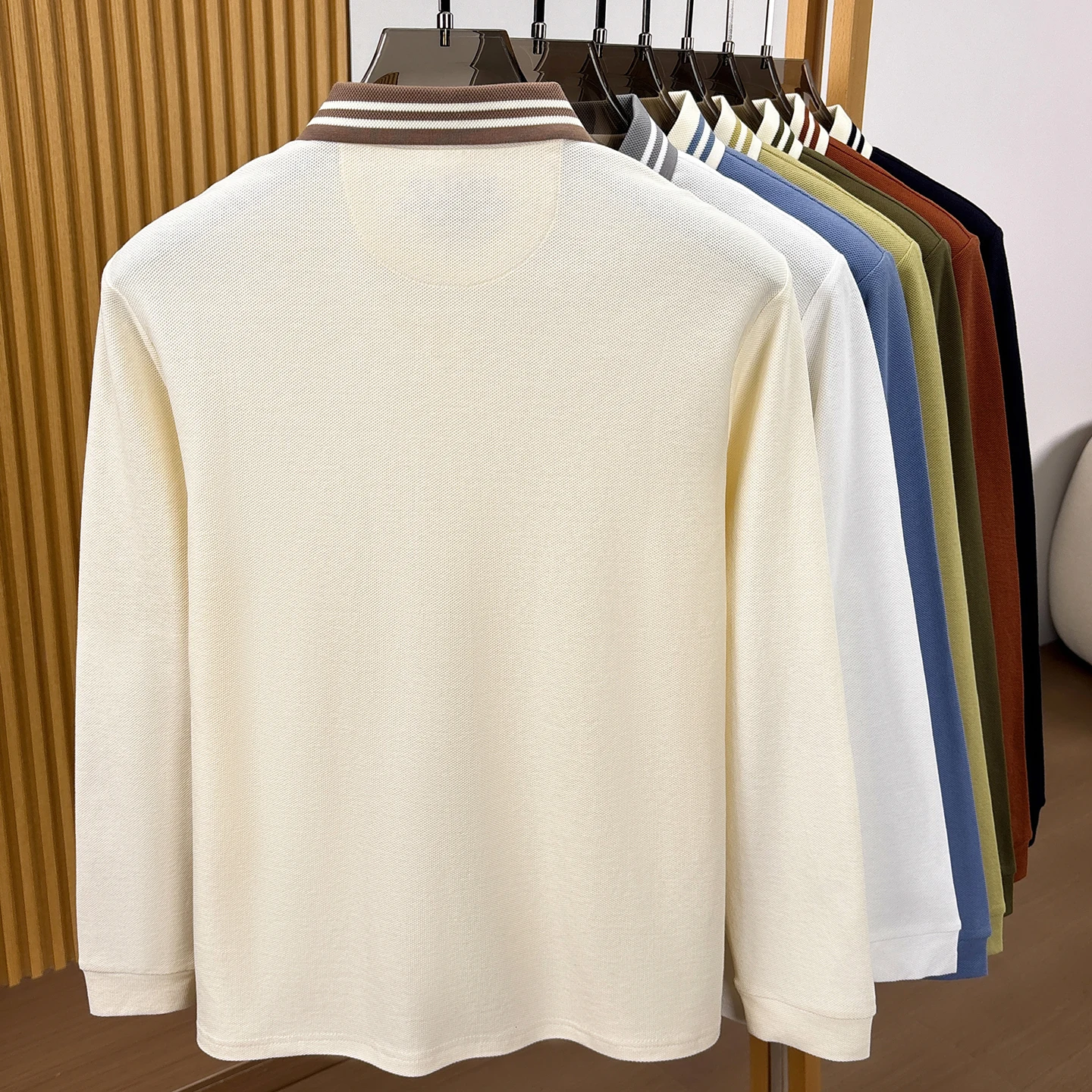 100% Baumwolle Luxusmarke Langarm-Poloshirt Herrenmode neue Freizeitmode niedliche Welpen-Stickerei Komfort Frühling Herbst T-Shirt – Detail 6