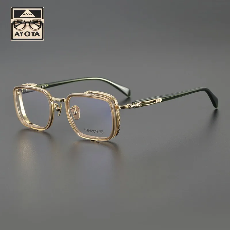 Niche Carved Handmade Glasses Frame Men Fashion Retro Square Acetate with Myopic Anti-reading Prescription Eyewear for Women