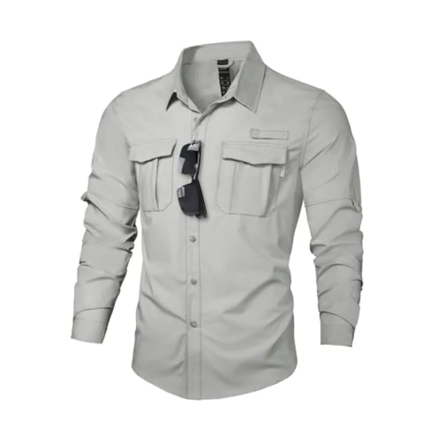

Haimont Men's UPF50+ Sun Protection Fishing Shirts Hiking Travel Shirts Button Down Long Sleeve Shirts with Pockets