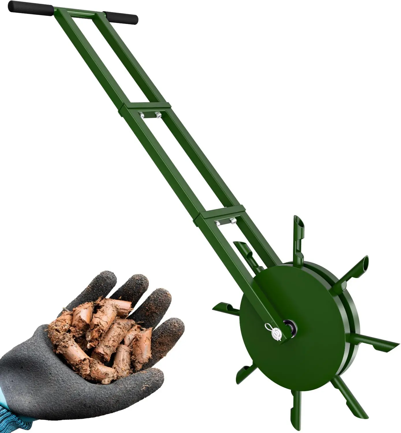 Core Rolling Lawn Aerator with Hollow Tines, Heavy-Duty Manual Yard Tool