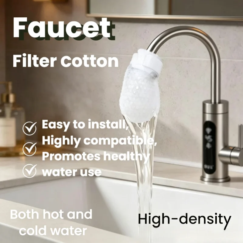 50PCS Faucet Filter Cotton Anti Splash Tap Water Filter Remove Sand Impurities Kitchen Water Purification Accessory