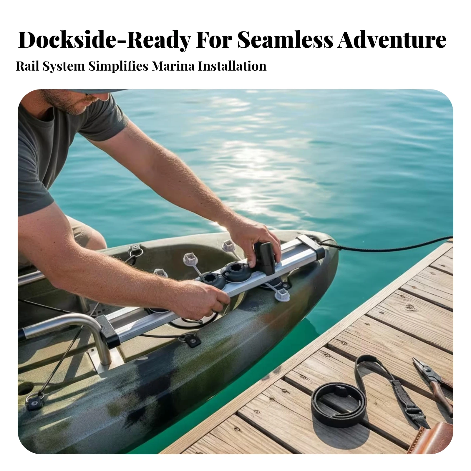 Kayak Mounting Rail with Bases Corrosion-Resistant Kayak Rail Gear Track with Mounting Hardware Compatible Track Screw Kit