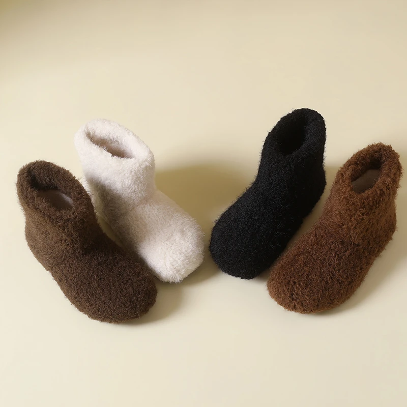 Fashionable Fuzzy Snow Boots for Women 2026 Winter New Warm Furry Shoes Popular Slimming Cotton Ankle Boots