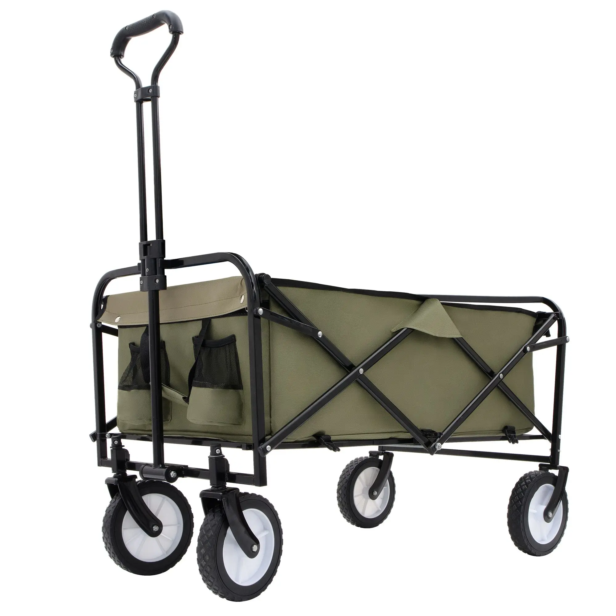 

Collapsible Foldable Wagon Cart with strapping system Beach Wagon Utility Cart Utility Wagon Grocery Cart for for Camping Shoppi