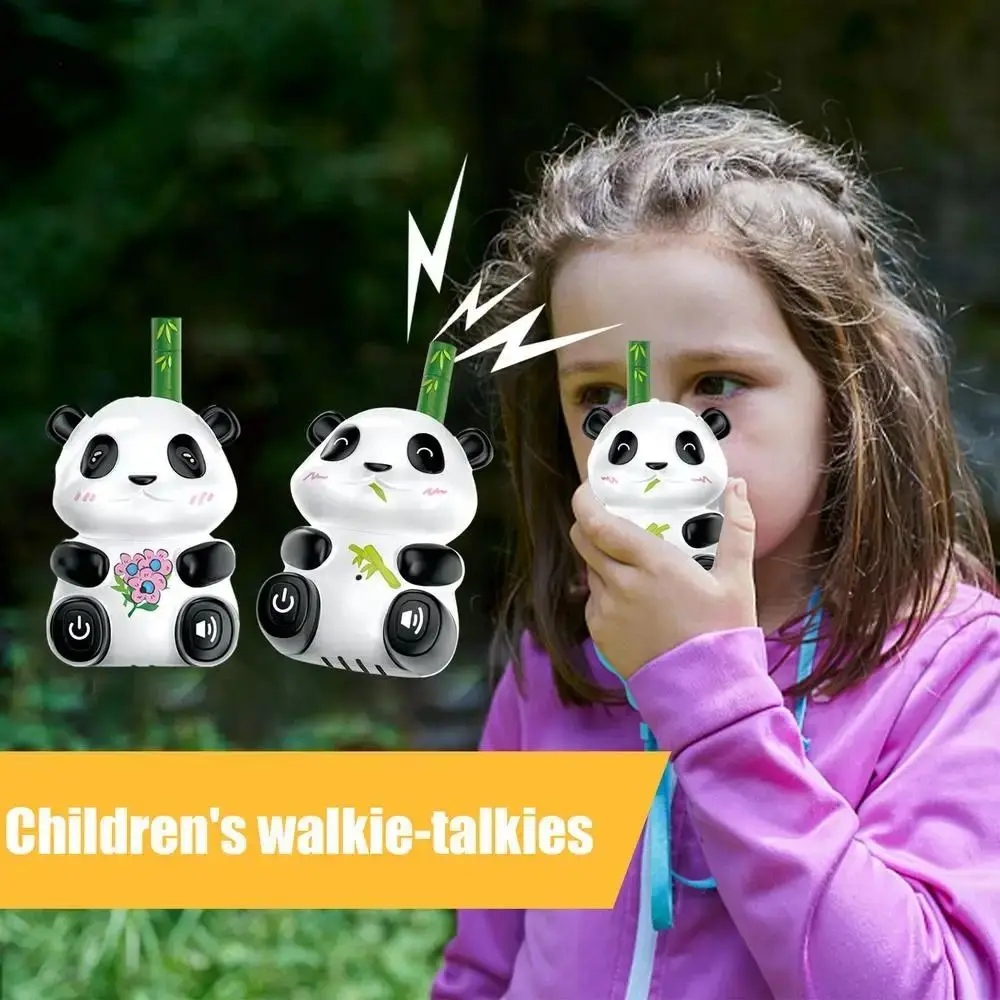 2Pcs Panda Walkie Talkie Cartoon No Radiation Mini Handheld Walkie Talkie Transceiver Battery Powered