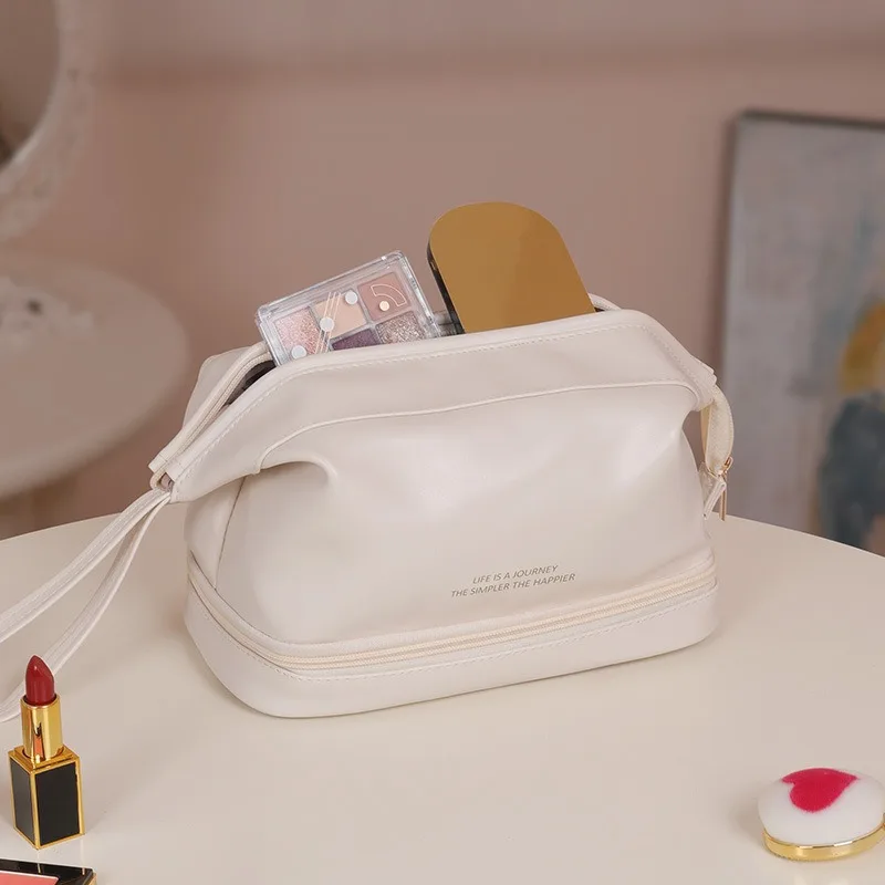 Neue Große Wasserdichte PU-Wolken-Kosmetiktasche Doppelschichtige Tragbare Kosmetik-Aufbewahrungsbox für Damen Waschtasche Kosmetiktasche – Detail 4