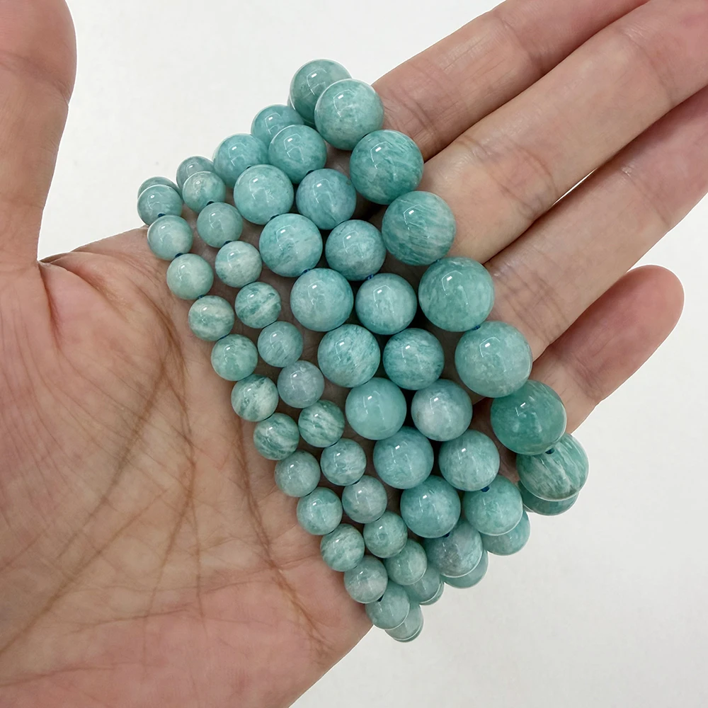 Genuine Semi-precious B Quality Natural Brazil Mixed Amazonite Stone Round Loose Beads 6 8 10 MM Pick Size for Jewelry Making