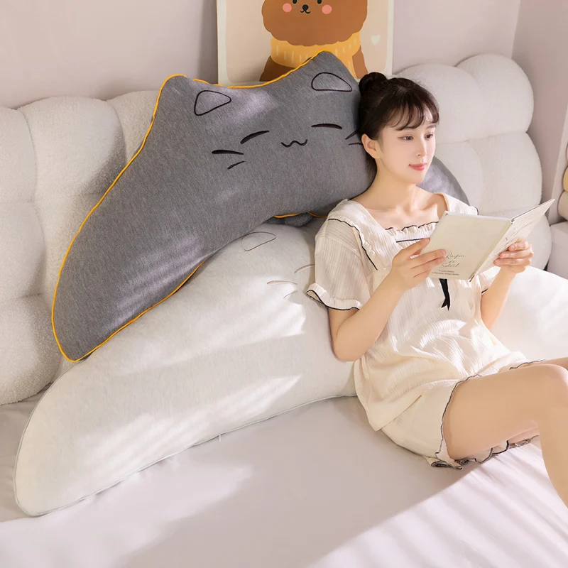 Cute Cat Ear Plush Pillow Gray White Pink With Soft Velvet Texture And Cat Ear Design Kawaii Neck Stuffed Sofa Wonderful