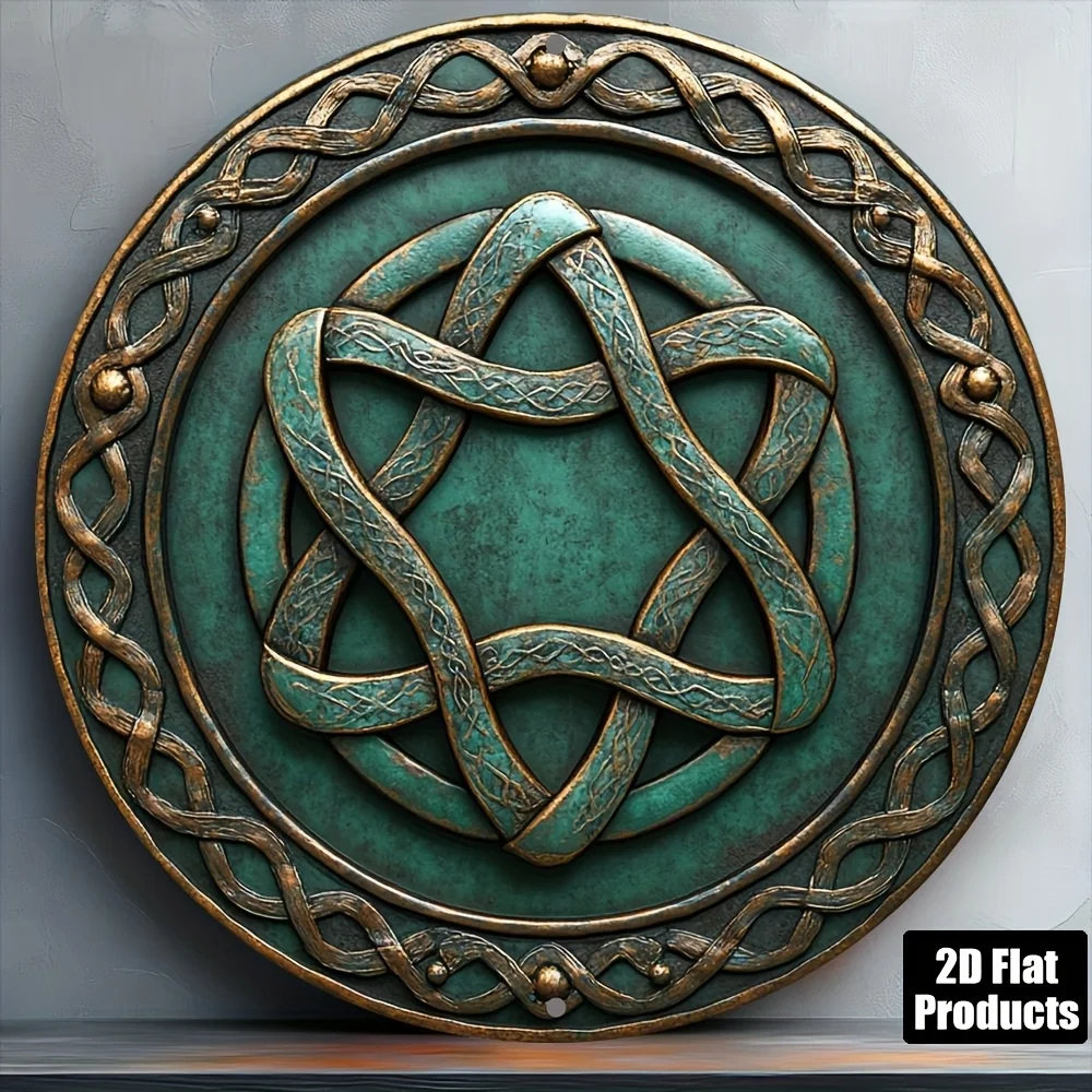 CIFBUY 2D Flat Vintage Celtic Knot Aluminum Wall Art Waterproof Durable Metal Sign Decor for Home Bar Kitchen Cafe Office