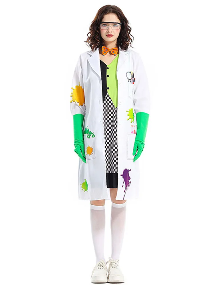 loween Pazzo Scienziato Costume Piccolo Dottore Abiti da Spettacolo Teatrale Scienziato di Fisica Tema Volare Abiti Coordinati Poly...