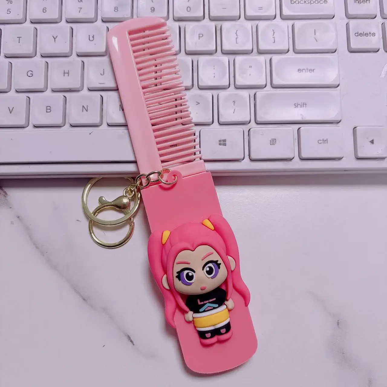 KPOP Witch Hunters Folding Makeup Mirror Keyring Tiger Derpy Multifunctional Fun Bag Charm