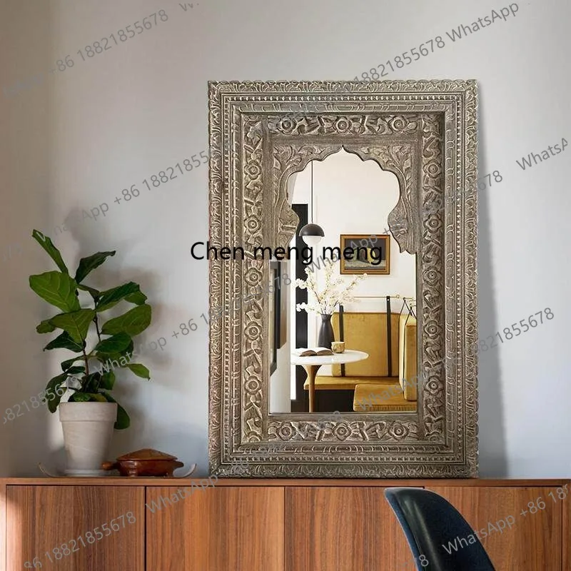 YL French decorative full-length mirror, dressing, wall-mounted makeup mirror, European floor-to-ceiling mirror, square