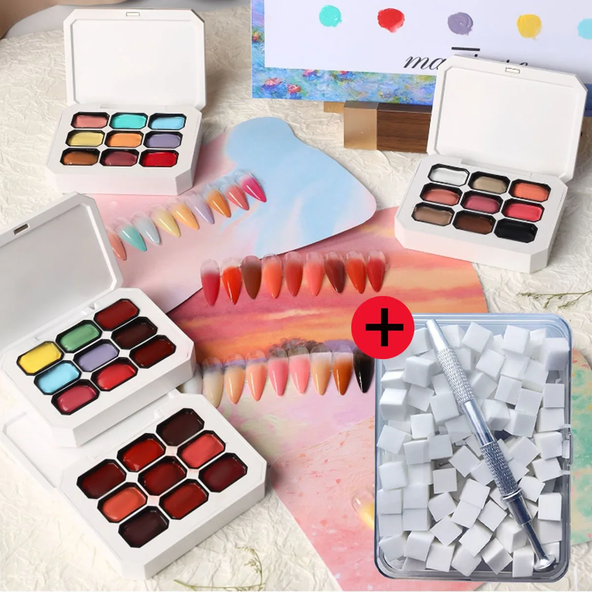 

1 компл./2 шт. твердый гель для лака для ногтей Maillard UV и светодиодный дизайн ногтей украшения 100 шт. губка 1 шт. зажим DIY зима Y2K