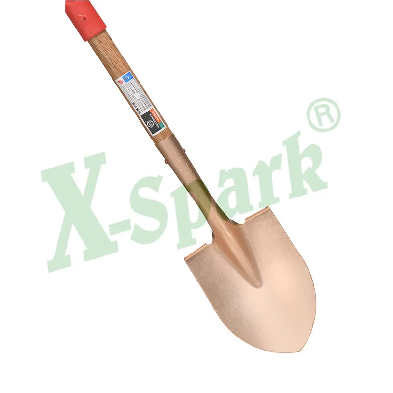 مجرفة مستديرة شديدة التحمل مع مقبض خشبي طويل، مجرفة نحاسية ذات جودة عالية