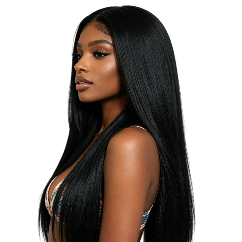 Black Long Straight High-Temperature Synthetic Hair Extensions, Synthetic Hair Extensions, Silky Smooth Hair Weave. For Women's Daily Use, Suitable for Dates, Parties, Photography, Beauty Makeup, and Other Occasions.