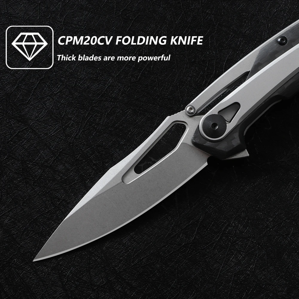 0990/0990CF #   سكين للفرد علامة 20CV شفرة الصلب + ألياف الكربون مقبض في الهواء الطلق التخييم الصيد المطبخ بقاء EDC أداة