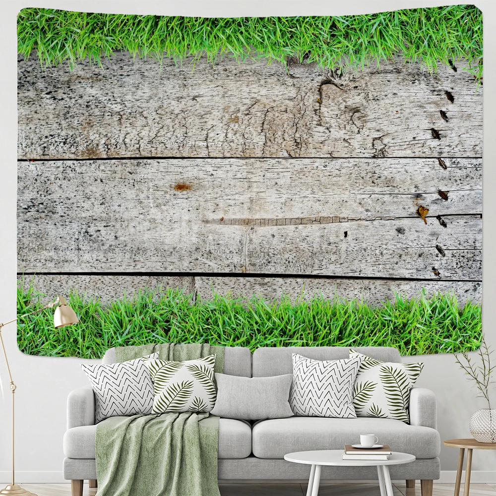 Plant On Wood Board Wall Tapestry Wall Hanging Farmhouse Decor Large Size Tapestry Hippie Boho Wall Tapestries Mandala Fabric