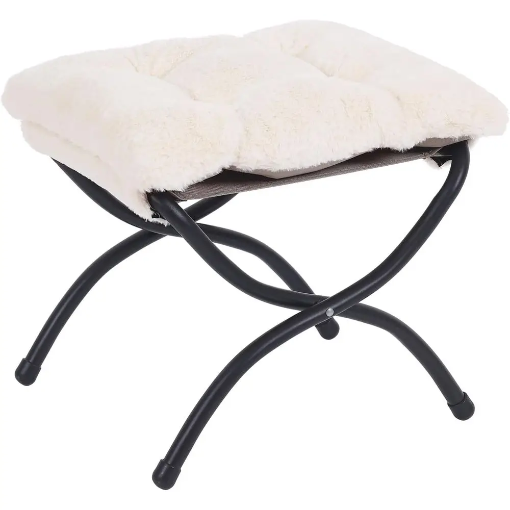 

olding Upholstered ootrest Stool, ern Small Portable Accent Ottoman with Detachable Thick Cotton Cushion Padded Soa Stool with M