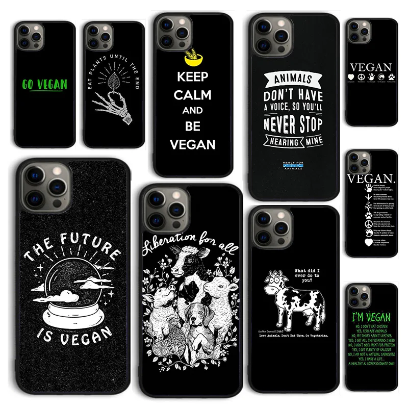 Autumu Vegetarian Quotes VEGAN LOVE VEGGIE Phone Case Cover for iPhone 16 15 12 mini 11 13 14 Pro Max SE2020 6 7 8 Plus Coque